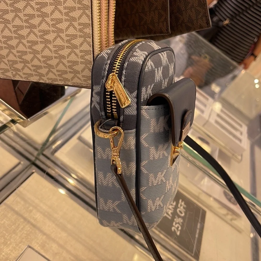 Michael Kors Sloan Editor Small Phone Logo Jacquard Crossbody Butter Multi
